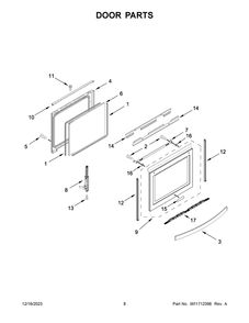 Door Parts Diagram and Parts List for WFE975H0HV5  Whirlpool Range