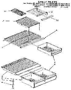 Shelf Diagram and Parts List for ET18NKYXG00  Whirlpool Refrigerator