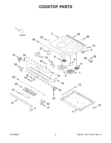 Cooktop Parts Diagram and Parts List for WEE750H0HZ5  Whirlpool Range