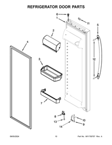 06 - Refrigerator Door Parts Diagram and Parts List for WRS312SNHW06  Whirlpool Refrigerator