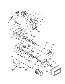 Motor And Ice Container Diagram and Parts List for KSRS22QGBT0  KitchenAid Refrigerator
