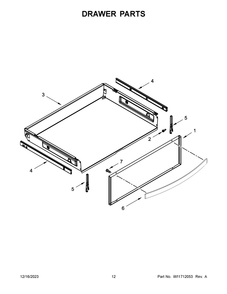 Drawer Parts Diagram and Parts List for WFG775H0HZ6  Whirlpool Range