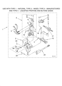 3402856 Burner Assembly Diagram and Parts List for 11098752796  Kenmore Washer Dryer Combo