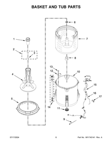 04 - Basket And Tub Parts Diagram and Parts List for 2DWTW4705EW3  Whirlpool Washer