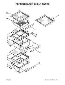 Refrigerator Shelf Parts Diagram and Parts List for 5WRS22FDFG00  Whirlpool Refrigerator