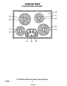 Section 3 Diagram and Parts List for KECS-1040WH  KitchenAid Cooktop