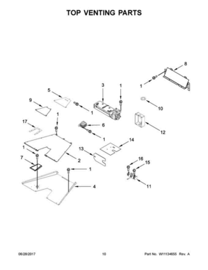 06 - Top Venting Parts Diagram and Parts List for KDRS467VBU01  KitchenAid Range