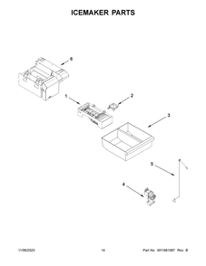 Icemaker Parts Diagram and Parts List for KRQC506MPS00  KitchenAid Refrigerator