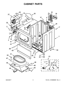 Cabinet Parts Diagram and Parts List for YQCEM2735FQ0  Whirlpool Dryer