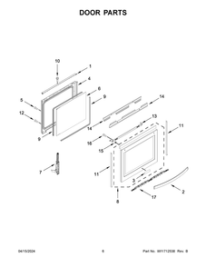 Door Parts Diagram and Parts List for YWEE750H0HV5  Whirlpool Range