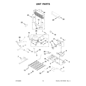 Unit Parts Diagram and Parts List for WRFF5333PZ03  Whirlpool Refrigerator