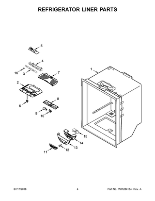 Refrigerator Liner Parts Diagram and Parts List for WRF532SMHZ01  Whirlpool Refrigerator