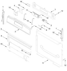 Control Panel Parts Diagram and Parts List for CRGW3484RS0  Whirlpool Range