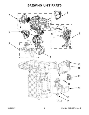 03 - Brewing Unit Parts Diagram and Parts List for 5KES0503AAC0  KitchenAid Coffee Maker