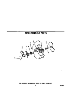 Detergent Cup Diagram and Parts List for 8519L11  Roper Dishwasher