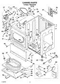 CABINET PARTS Diagram and Parts List for YCEP2760KQ1  Whirlpool Dryer