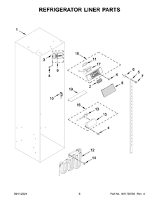 04 - Refrigerator Liner Parts Diagram and Parts List for JBSS42E22L01  Whirlpool Refrigerator