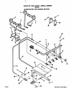 Burner Diagram and Parts List for S4257*0  Roper Range