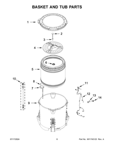 04 - Basket And Tub Parts Diagram and Parts List for MVW5430MW2  Whirlpool Washer