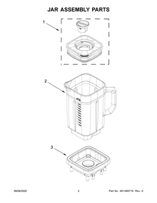 Jar Assembly Parts Diagram and Parts List for 5KSB4054EBK0  Whirlpool Blender