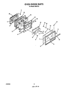 Oven Door Diagram and Parts List for N9457*2  Roper Range
