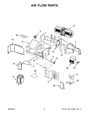 05 - Air Flow Parts Diagram and Parts List for KHMS2040BW2  KitchenAid Microwave Oven Combo