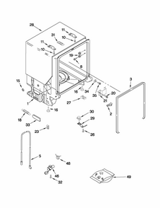 Tub And Frame Parts Diagram and Parts List for 66516012402  Kenmore Dishwasher
