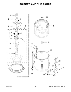 Basket And Tub Parts Diagram and Parts List for 4GWTW1805LW0  Whirlpool Washer