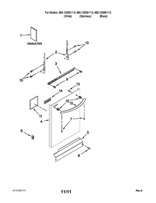 Door And Panel Parts Diagram and Parts List for 66513283K113  Kenmore Dishwasher