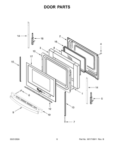 Door Parts Diagram and Parts List for WEC310S0LS3  Whirlpool Range