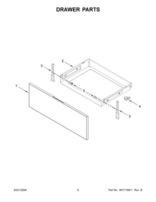 Drawer Parts Diagram and Parts List for WEC310S0LS3  Whirlpool Range