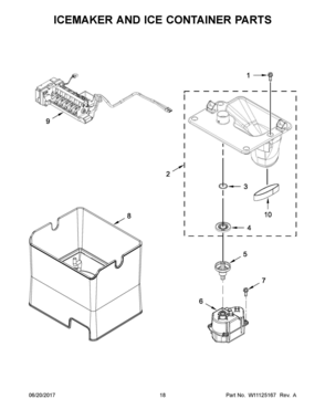 10 - ICEMAKER AND ICE CONTAINER PARTS Diagram and Parts List for WRX986SIHV00  Whirlpool Refrigerator