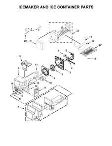 Icemaker And Ice Container Parts Diagram and Parts List for IX7DDEXGZ000  Whirlpool Refrigerator