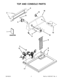 TOP AND CONSOLE PARTS Diagram and Parts List for 7MWGD1500AQ2  Whirlpool Dryer