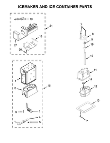 Icemaker And Ice Container Parts Diagram and Parts List for KBSD602ESS01  KitchenAid Refrigerator