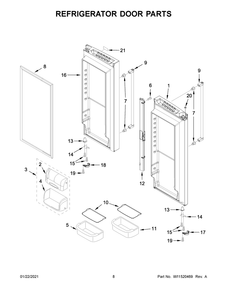 Refrigerator Door Parts Diagram and Parts List for KRFC300ESS04  Whirlpool Refrigerator