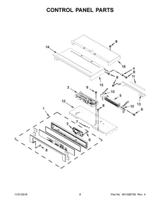 Control Panel Parts Diagram and Parts List for IBS550DS02  Whirlpool Wall Oven