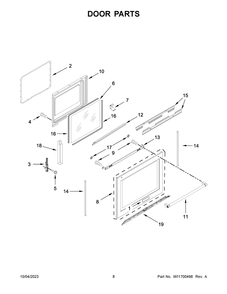 Door Parts Diagram and Parts List for KFEG500ESS7  KitchenAid Range