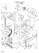 CABINET Diagram and Parts List for LGR3634EW2  Whirlpool Dryer