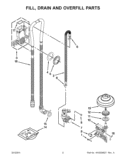 FILL, DRAIN AND OVERFILL PARTS Diagram and Parts List for KUDC10FBBL0  KitchenAid Dishwasher