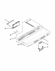 Control Panel And Latch Parts Diagram and Parts List for 66513042K116  Kenmore Dishwasher