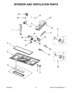 04 - INTERIOR AND VENTILATION PARTS Diagram and Parts List for YWMH53520CB5  Whirlpool Microwave Oven Combo