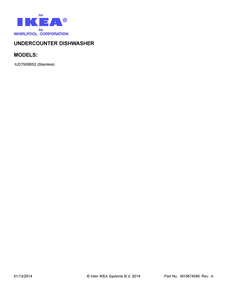Cover Sheet Diagram and Parts List for IUD7500BS2  Whirlpool Dishwasher