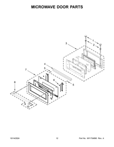 07 - Microwave Door Parts Diagram and Parts List for KOEC530PPS03  Whirlpool Microwave Oven Combo