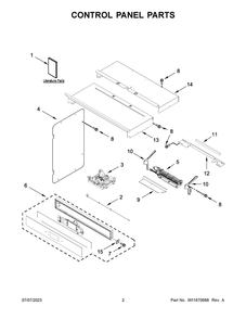 Control Panel Parts Diagram and Parts List for WOEC7030PZ00  Whirlpool Microwave Oven Combo