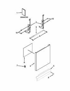 Door And Panel Parts Diagram and Parts List for IUD6100BB3  Whirlpool Dishwasher
