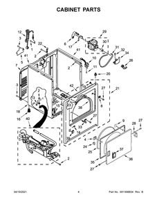 Cabinet Parts Diagram and Parts List for 7MMGDC300DW4  Whirlpool Washer