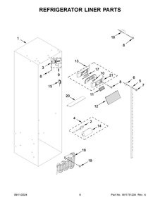 04 - Refrigerator Liner Parts Diagram and Parts List for JBSS48E22L01  Whirlpool Refrigerator