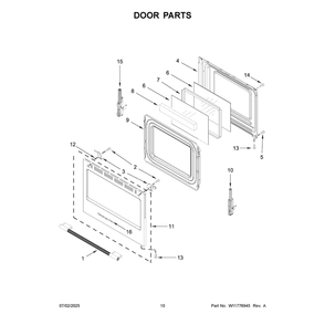 Door Parts Diagram and Parts List for KFGS530SPS0  KitchenAid Range