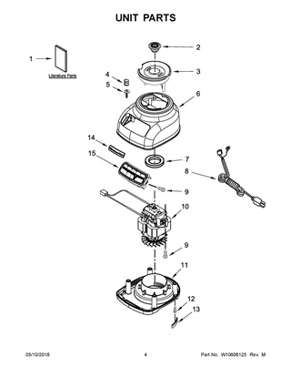 Unit Parts Diagram and Parts List for KSB1575PH0  Whirlpool Blender